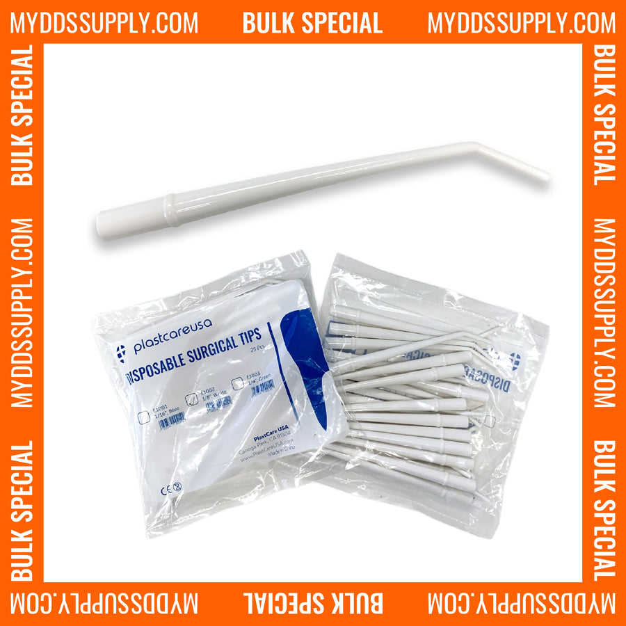 Medium White 1/8" Dental Surgical Aspirator / Aspirating Suction Tips (250 ct)