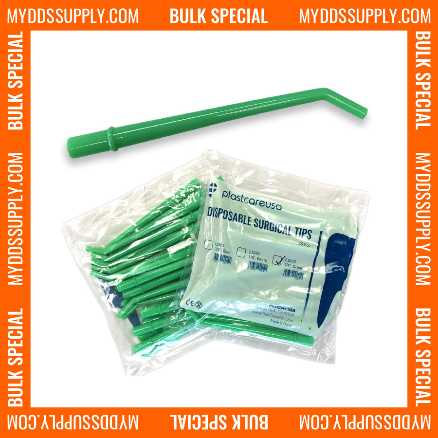 Large Green 1/4" Dental Surgical Aspirator / Aspirating Suction Tips (250 ct)