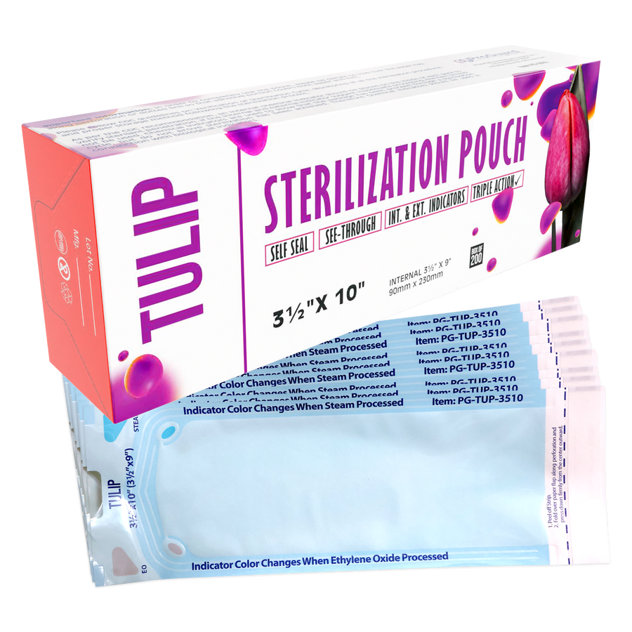 Self-Sealing Sterilization Pouches 3.5" x 10" by Tulip (Box of 2000)