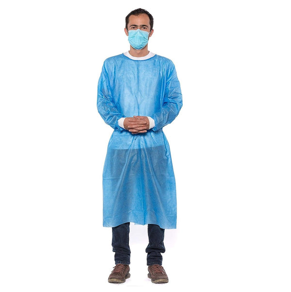Blue Disposable Isolation Lab Gowns Pack of 50