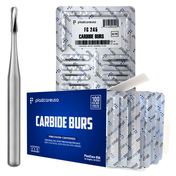PlastCare FG 245 Pear-Shaped Carbide Burs 100 Pack