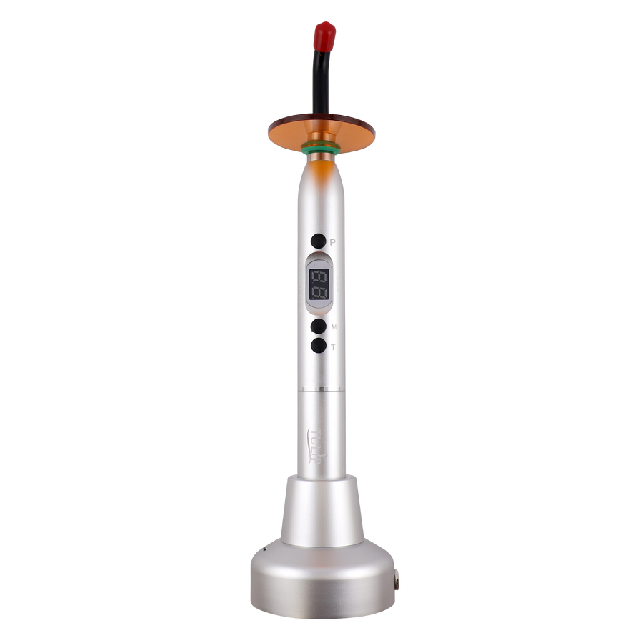 TULIP Cordless Dental 4-LED Curing Light – 1200–2400 mW/cm², Stainless Steel